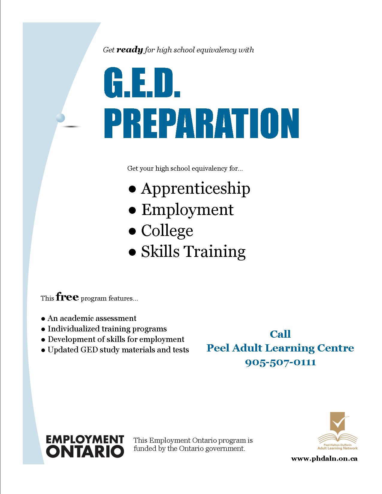 Peel Adult Learning Centre flyer